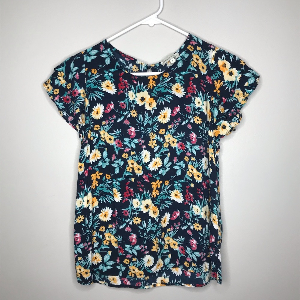 Adrienne Vittadini blue floral blouse